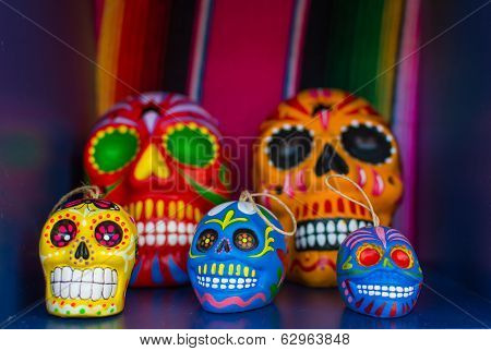 Five Colorful Skulls From Mexican Tradition