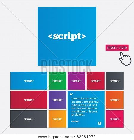 Script sign icon. Javascript code symbol.