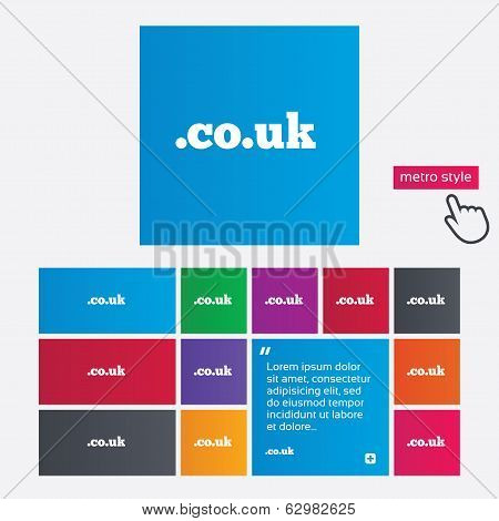 Domain CO.UK sign icon. UK internet subdomain