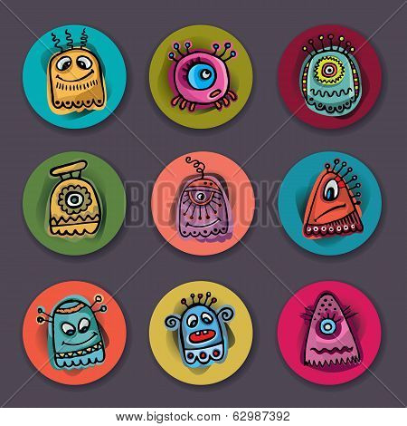 Cartoon aliens and monsters