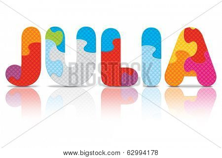 JULIA written with alphabet puzzle - vector illustration