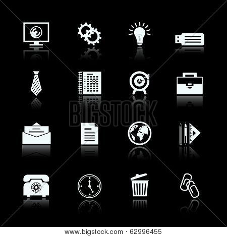 Business office supplies pictograms set