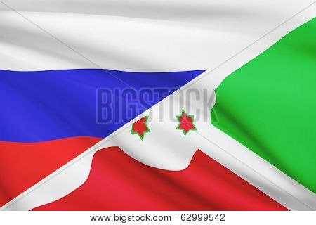 Series Of Ruffled Flags. Russia And Burundi.