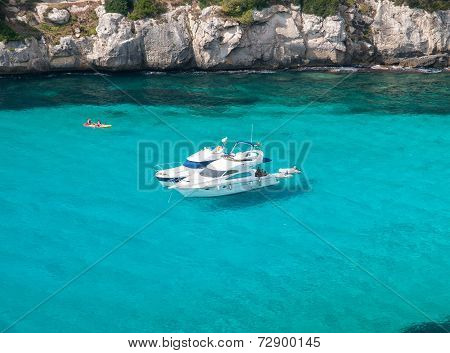 Two Yacht Moored In Cala Macarella