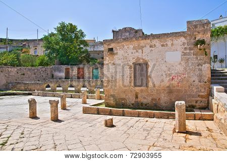 Medieval fountain. Laterza. Puglia. Italy.