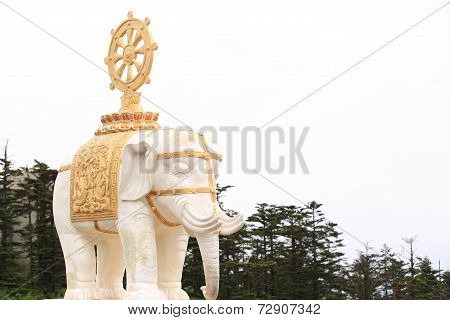 Buddha elephant statue on top of emei mountain