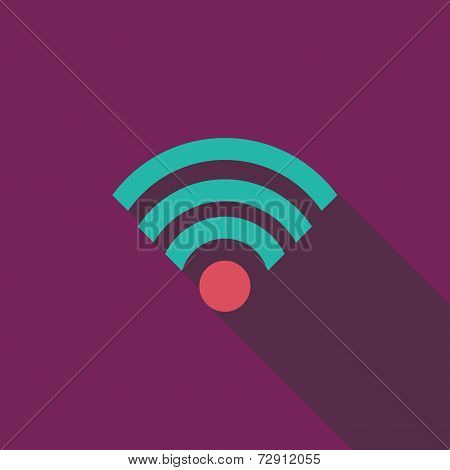 Wireless Wifi Flat Icon With Long Shadow