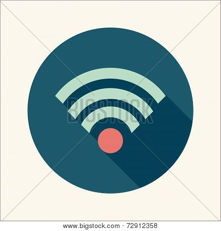 Wireless Wifi Flat Icon With Long Shadow