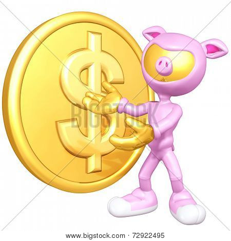 Mini Gold Guy Pig With Gold Coin