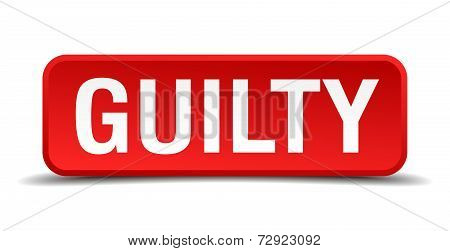 Guilty Red 3D Square Button On White Background