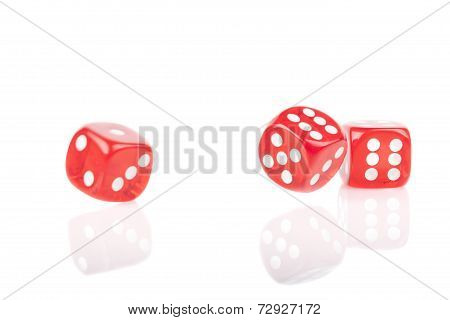 Three Red Bouncing Dice