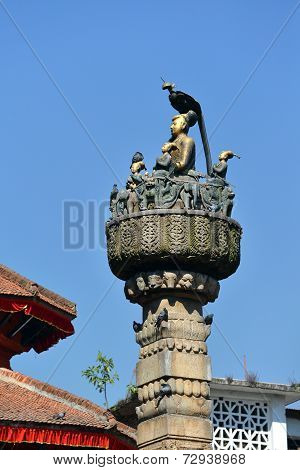 King Yoganarendra Malla Bronze Statue In Kathmandu, Nepal