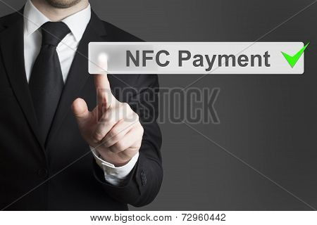 Businessman Pushing Button Nfc Payment