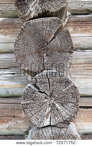 Butt-edge Of Old Wooden House