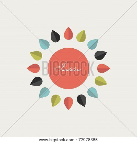 Invitation ccard. Flat decor.