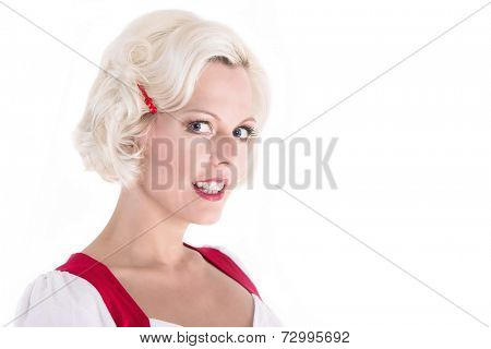 Portrait of shifty eye blond woman