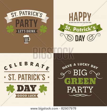 Vector Set Of St. Patricks Day Typographic Design Elements