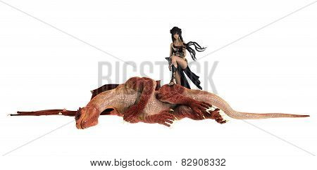 Warrior Girl And Dragon