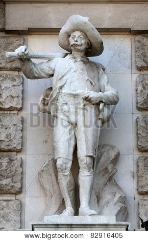 VIENNA, AUSTRIA - OCTOBER 10: Johann Silbernagl: Tiroler, on the facade of the Neuen Burg on Heldenplatz in Vienna, Austria on October 10, 2014.