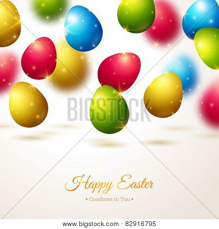 Happy Easter Greeting Card with Colorful Eggs