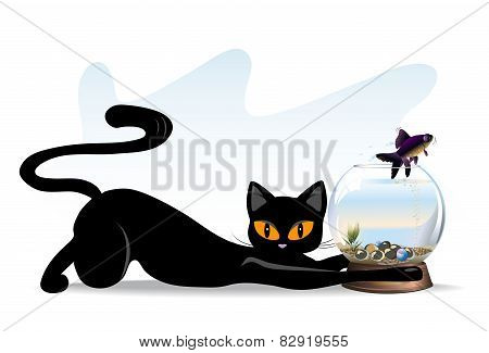 Cat and fish