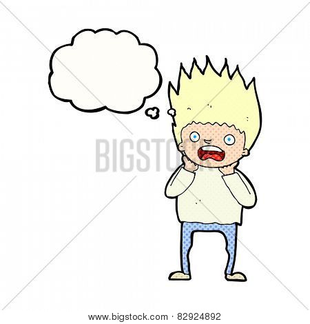 cartoon man panicking with thought bubble
