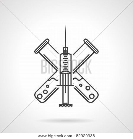 Black line vector icon for vaccination