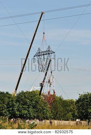 Top Changing Of An Electrical Pylon