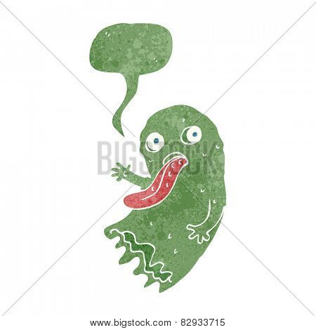 gross cartoon ghost with speech bubble