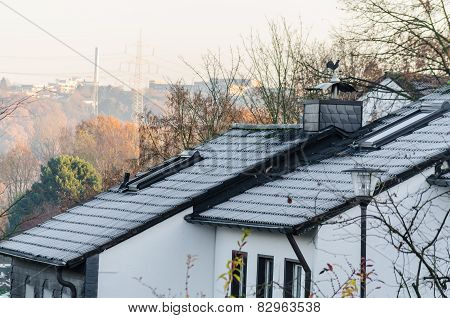 Roofs Covered With Hoarfrost