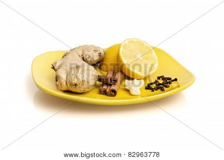 Ginger, Cinnamon, Lemon, Garlic And Cloves