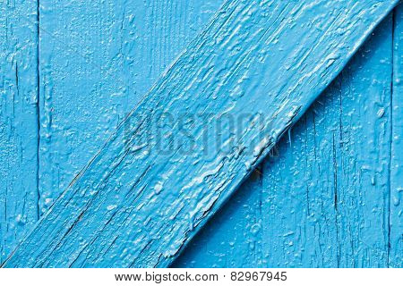 Blue Painted Wooden Door Close Up