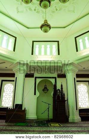 Interior of Kuala Lumpur Jamek Mosque in Malaysia