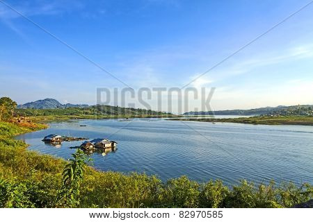 Houseboat On Blue Water