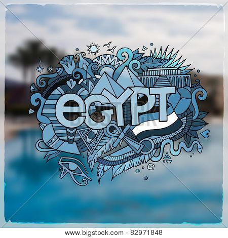 Egypt hand lettering and doodles elements background