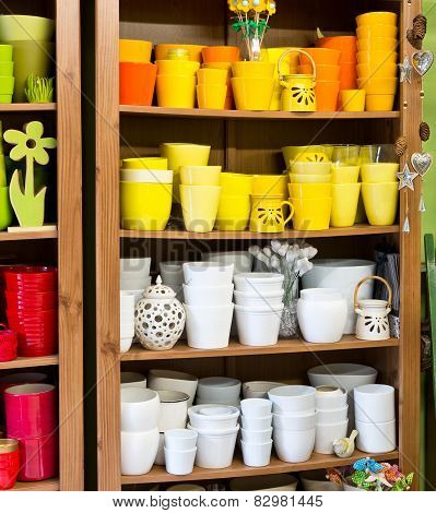 Clay Pots In The Florist Shop