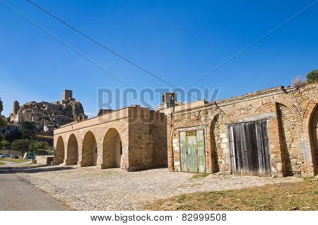 Panoramic view of Craco. Basilicata. Southern Italy.