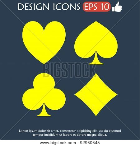 Vector Playing Card Suit Icon Symbol Set.