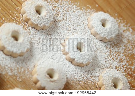 Italian Canestrelli Biscuits Covered With Powdered Sugar