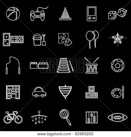 Toy Line Icons On Black Background