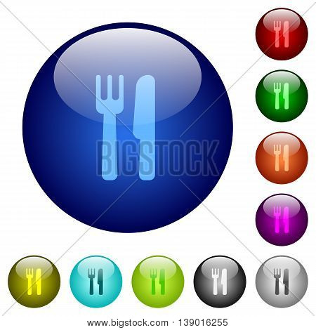 Set of color cutlery glass web buttons.