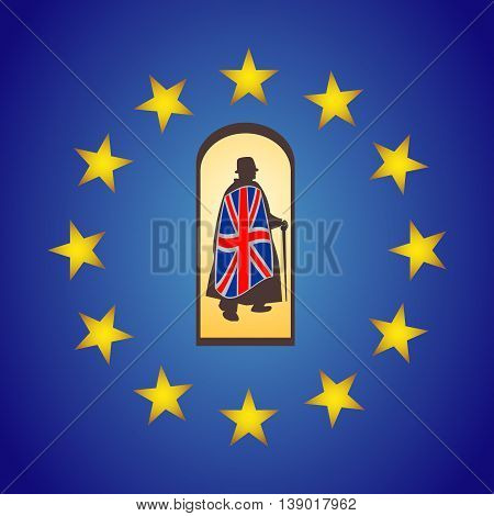 Brexit vector concept. UK Man leaving EU. UK leave European Union illustration