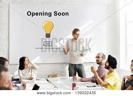 Opening Soon Launch Welcome Advertising Commercial Concept