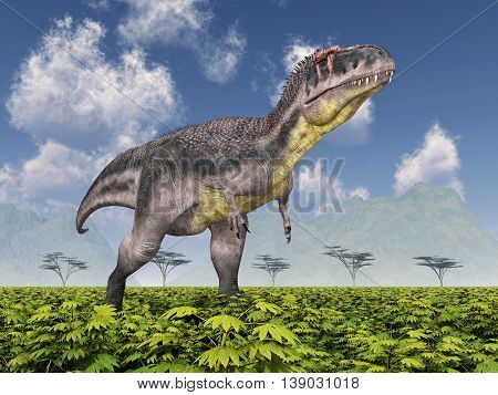 Computer generated 3D illustration with the dinosaur Tyrannotitan