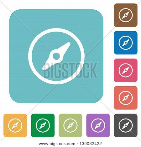 Flat compass icons on rounded square color backgrounds.