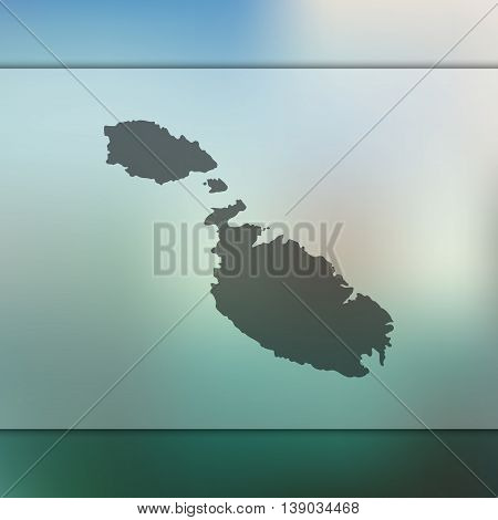 Malta map on blurred background. Blurred background with silhouette of Malta. Malta. Malta map. Blurred background.