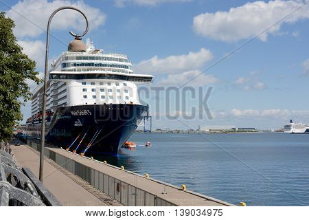 COPENHAGEN, DENMARK - JULY 13, 2016: German cruise ship, Mein Schiff 5, in port at Copenhagen, Denmark