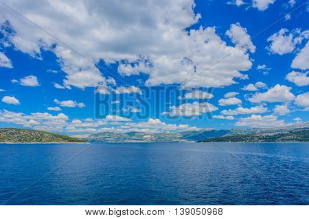 Idyllic waterfront view at Adriatic sea and Croatian coast during summertime, Croatia.
