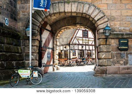 NUREMBERG, GERMANY - July 6, 2016. Street view of Nuremberg Cityscape, It is the second-largest city in Bavaria, GERMANY