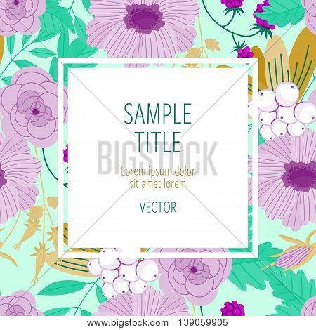 Cute wedding invitation to celebration on card with flower decoration vector illustration. Wedding invintation card template. Flower leaf bunch. Wedding invintation. Flowers card. Layout of wedding invitation card. Flowers on frame. Wedding.